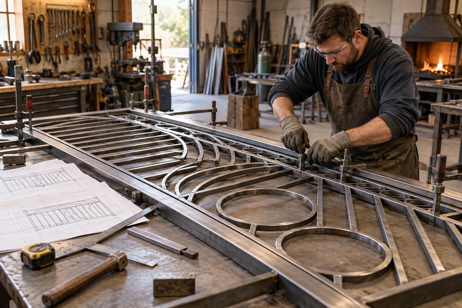 Bespoke decorative steel gate fabrication from drawings